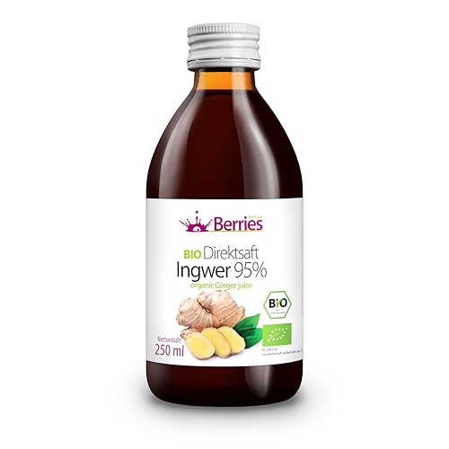 Berries Polska BIO Saft Direkt aus Bio Frucht Gepresst, Kaltgepresst - ohne Farbstoffe, ohne Zucker, ohne GMO, ohne Konservierungsstoffe - Vegan, Vegetarisch - Geschmack Ingwer - 250ml Berries Polska BIO Saft Direkt aus Bio Frucht Gepresst, Kaltgepresst - ohne Farbstoffe, ohne Zucker, ohne GMO, ohne Konservierungsstoffe - Vegan, Vegetarisch - Geschmack Ingwer - 250ml von Berries Polska