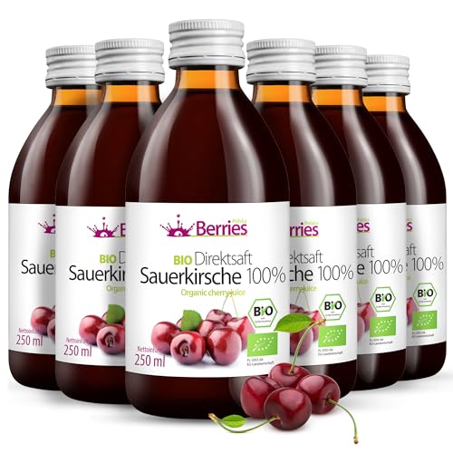 BIO Sauerkirschsaft 6er Pack (6x250ml)- BIO purer Sauerkirsche Direktsaft 100% - Kaltgepresst Kirsche Muttersaft- ohne GMO, ohne Konservierungsstoffe, ohne Zuckerzusatz - Vegan, Öko, BerriesPolska® BIO Sauerkirschsaft 6er Pack (6x250ml)- BIO purer Sauerkirsche Direktsaft 100% - Kaltgepresst Kirsche Muttersaft- ohne GMO, ohne Konservierungsstoffe, ohne Zuckerzusatz - Vegan, Öko, BerriesPolska® von Berries Polska
