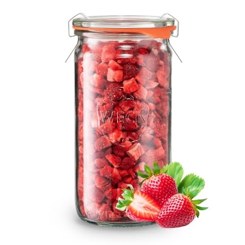 Erdbeeren 30g - 100% Gefriergetrocknete Früchte - Freeze Dried Methode - Trockenfrüchte, Versiegelt in einem 340 ml Weck-Glas, ohne Zuckerzusatz, Quelle für Vitamine - BerriesPolska® von Berries Polska