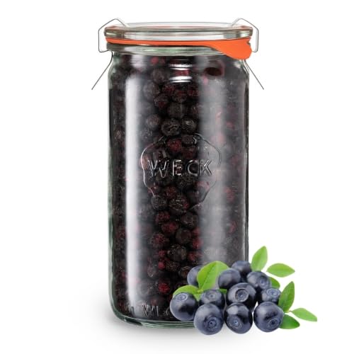 Heidelbeere 30g - 100% Gefriergetrocknete Früchte - Freeze Dried Methode - Trockenfrüchte, Versiegelt in einem 340 ml Weck-Glas, ohne Zuckerzusatz, Quelle für Vitamine - BerriesPolska® von Berries Polska