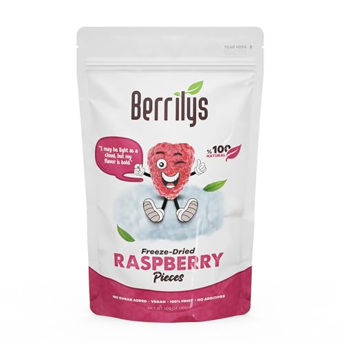 Berrilys Gefriergetrocknete Himbeerstücke, unwiderstehlicher Hauch von säuerlicher Frische, Crumbles, perfekt zum Topping, Backen, Gourmet-Snacks, Kuchenverzierung, 30 g Berrilys Gefriergetrocknete Himbeerstücke, unwiderstehlicher Hauch von säuerlicher Frische, Crumbles, perfekt zum Topping, Backen, Gourmet-Snacks, Kuchenverzierung, 30 g von Berrilys