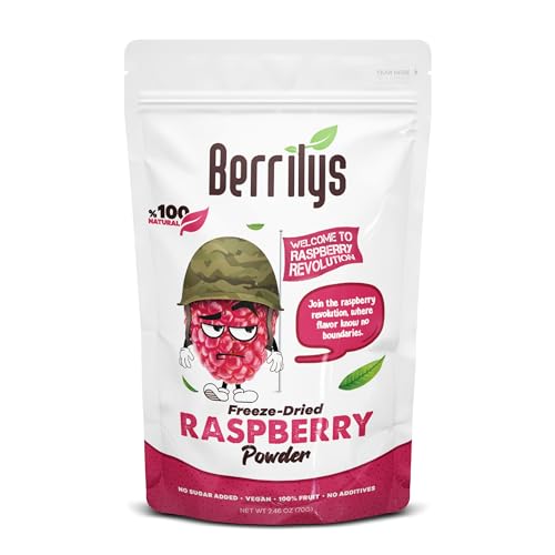 Berrilys Gefriergetrocknetes Himbeerpulver, wiederverschließbare Packung, intensiver Geschmack und Vielseitigkeit für kulinarische Exzellenz und nährstoffreichen Genuss, 70 g Berrilys Gefriergetrocknetes Himbeerpulver, wiederverschließbare Packung, intensiver Geschmack und Vielseitigkeit für kulinarische Exzellenz und nährstoffreichen Genuss, 70 g von Berrilys