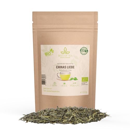 Chinas Liebe - Bester Grüner Sencha Tee aus biologischem Anbau - Ohne Aromen - Grüntee lose - Loser grüner Tee Bio - Bio Grüner Tee lose - Vegan von Best-of-Tea