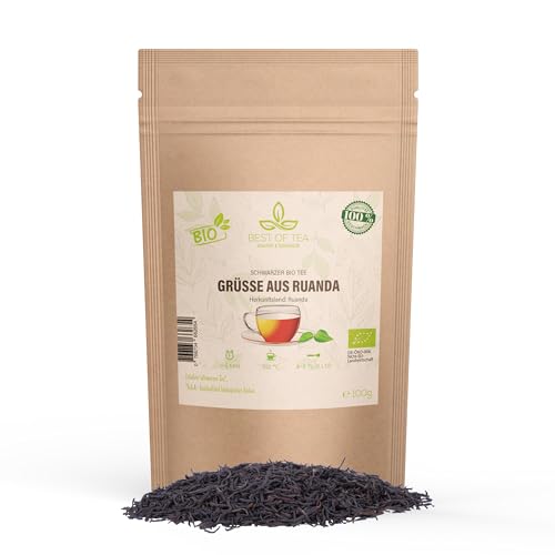 Grüße aus Ruanda - Bester schwarzer Tee aus biologischem Anbau - Bio Tee - Handgepflückt - Ohne Aromen - Schwarztee lose - Loser Schwarztee Bio - Bio Schwarztee lose - Vegan von Best-of-Tea