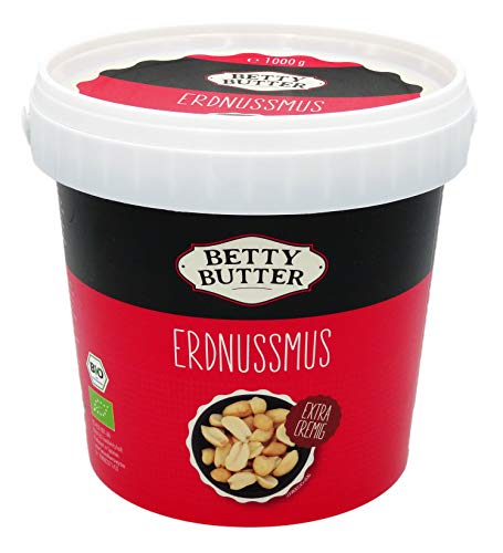 Bio Erdnussmus, 1 kg Eimer, Premium-Erdnusspüree, natürliches Nussmus ohne Zusatzstoffe von Betty Butter