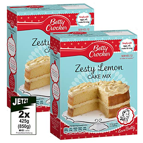 Betty Crocker Zesty Lemon Cake Mix 2x 425g (850g) - Backmischung für Kuchen & Torten von Betty Crocker