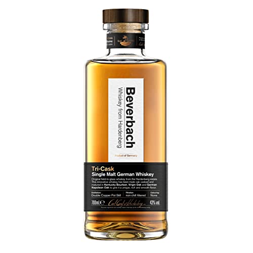 Beverbach Tri-Cask Single Malt German Whiskey, Deutscher Single Malt Whisky 43% vol. dreifach im Eichenfass gelagert, charakterstark und harmonisch ausgewogen, 1 x 0.7 l von BEVERBACH