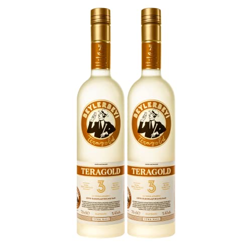 RAKI - Beylerbeyi Teragold Raki 2 x 35cl | Türkischer Brandy mit Anis aromatisiert - 100% frische Weintrauben - Ohne Zuckerzusatz | Dreifache Destillation - Alkoholgehalt 45% von Beylerbeyi