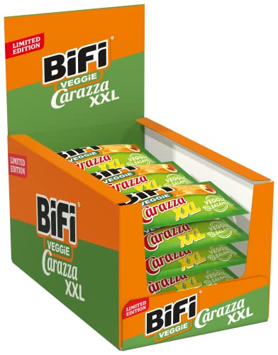 BiFi Veggie Carazza XXL - 16er Pack (16 x 70g) – Vegetarischer Pizza Snack - Mini Pizza To Go - für Unterwegs, das Büro und die Mittagspause - mit Salami, Pizzasauce und Käse von Bifi