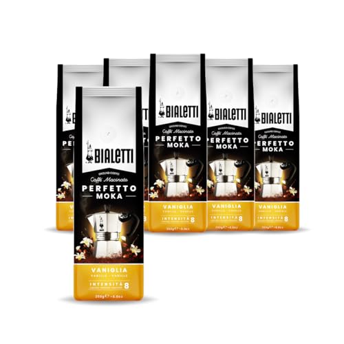 Bialetti - Perfetto Moka Vaniglia: Gemahlener Kaffee mit mittlerer Röstung, Vanille-Aroma, 250g x 6, Beutel mit Aromaventil Bialetti - Perfetto Moka Vaniglia: Gemahlener Kaffee mit mittlerer Röstung, Vanille-Aroma, 250g x 6, Beutel mit Aromaventil von Bialetti