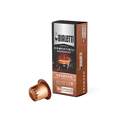 Bialetti kompatible Nespresso-Kapseln, cremiger Geschmack (Intensität 9), Packung mit 10 Aluminiumkapseln, 800 g von Bialetti