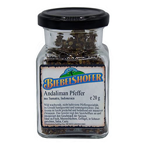 Andaliman-Pfeffer aus Sumatra, 20 g im Glas, Indonesien, ganz, Pfeffer-Spezialität von Biebelshofer