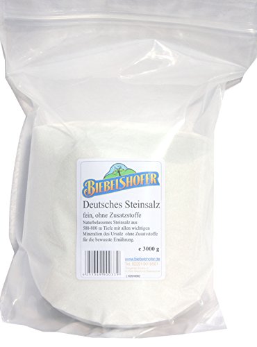 Deutsches Steinsalz, Natürlich belassenes Steinsalz ohne Zusatzsstoffe, Speisesalz fein, 3 kg Deutsches Steinsalz, Natürlich belassenes Steinsalz ohne Zusatzsstoffe, Speisesalz fein, 3 kg von Biebelshofer
