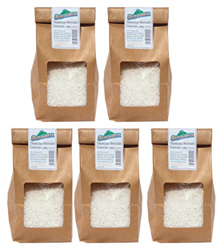 Deutsches Steinsalz, Ursalz ohne Zusatzsstoffe, Mühlensalz, Granulat 3-5 mm, 5 x 1 kg = 5 kg von Biebelshofer