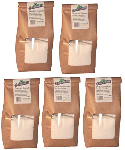Deutsches Steinsalz, Ursalz ohne Zusatzsstoffe, Speisesalz fein, 5 x 1 kg = 5 kg Deutsches Steinsalz, Ursalz ohne Zusatzsstoffe, Speisesalz fein, 5 x 1 kg = 5 kg von Biebelshofer