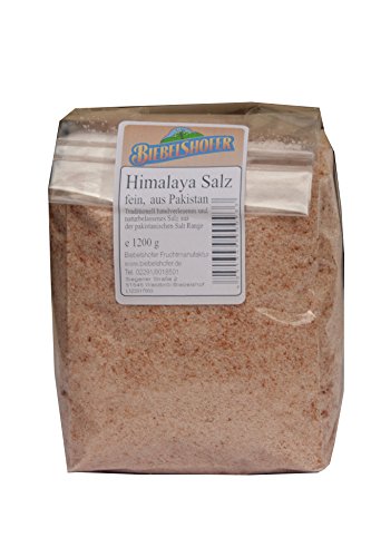 Himalaya Salz fein, aus Pakistan - 1,2 kg (1200 g) Kristallsalz Steinsalz, Ursalz, intensiv in Farbe und intensivem Geschmack von Biebelshofer