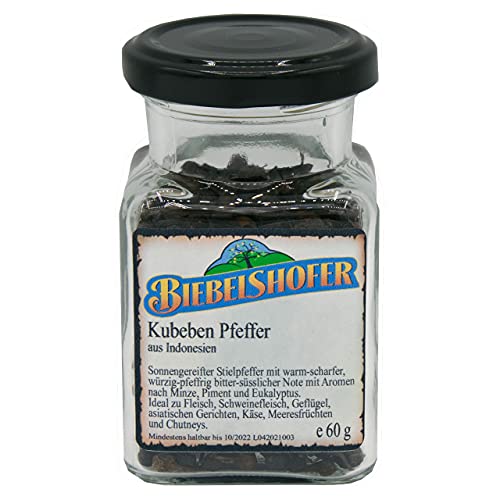 Kubeben-Pfeffer, 50g im Vorratsglas, Stiel-Pfeffer aus Indonesien, Pfeffer-Spezialität von Biebelshofer