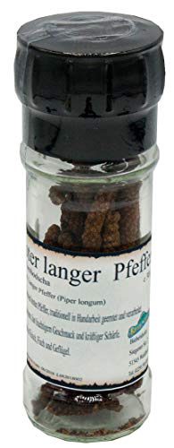 Langer Pfeffer, Rot, Stangenpfeffer, Pippali, Bengal-Pfeffer, Pfeffer-Spezialität inkl. Mühle, 30 g von Biebelshofer
