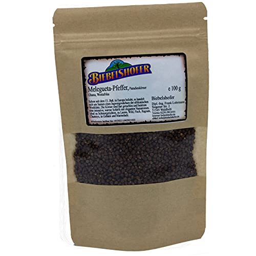 Meleguetapfeffer, Guineapfeffer, Paradieskörner, Malagettapfeffer, 100g Pfeffer-Spezialität im wieder verschließbarem Beutel Meleguetapfeffer, Guineapfeffer, Paradieskörner, Malagettapfeffer, 100g Pfeffer-Spezialität im wieder verschließbarem Beutel von Biebelshofer