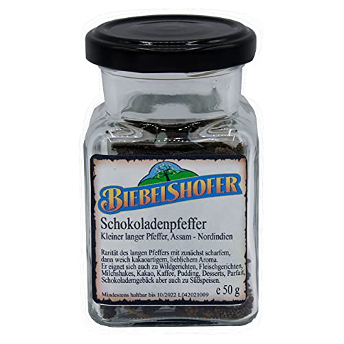Schokoladenpfeffer, Kleiner Langer Pfeffer, 50g im Glas Schokoladenpfeffer, Kleiner Langer Pfeffer, 50g im Glas von Biebelshofer