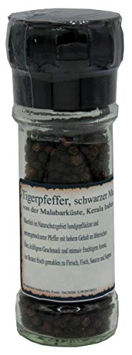 Tigerpfeffer, Schwarzer Malabarpfeffer, Pfeffer-Spezialität inkl. Mühle von Biebelshofer