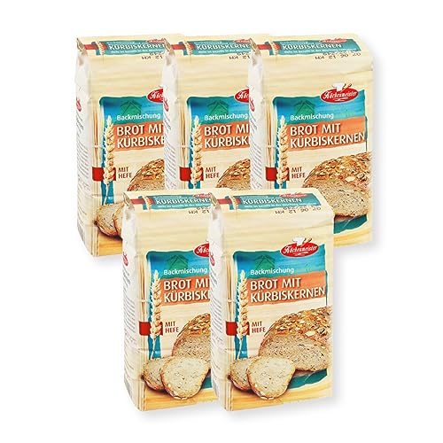 BIELMEIER KÜCHENMEISTER Brotbackmischung Kürbiskernbrot 5 x 500 g I Brotbackmischungen für Brotbackautomat & Ofen I Brot mit Backmischung ganz einfach von Bielmeier