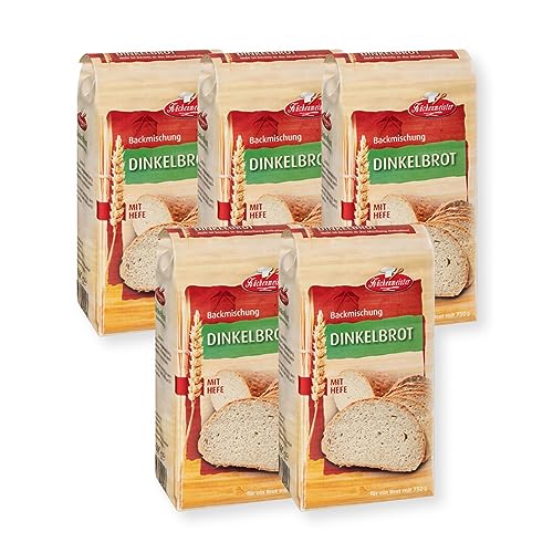 BIELMEIER KÜCHENMEISTER Brotbackmischung Dinkelbrot 5 x 500 g I Brotbackmischungen für Brotbackautomat & Ofen I Brot mit Backmischung einfach gemacht von Bielmeier