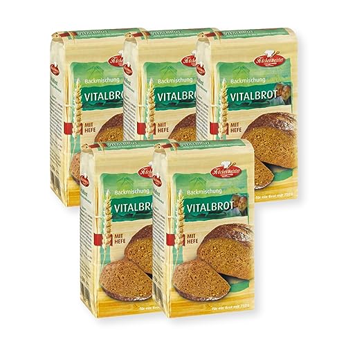 BIELMEIER KÜCHENMEISTER Brotbackmischung Vital-Brot 5 x 500 g I Brotbackmischungen für Brotbackautomat & Ofen I Brot mit Backmischung einfach gemacht von Bielmeier