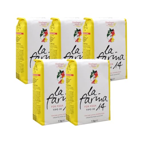 BIELMEIER KÜCHENMEISTER Pizzamehl 14% Protein Tipo 00 (T405) 5 Stück á 1kg Das hochwertige Getreide stammt von Landwirten aus der Region von Bielmeier