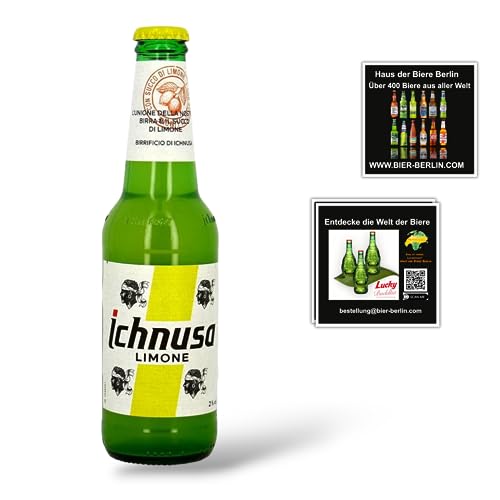 12 x 0,33l Birra Ichnusa Limone Bier - Radler auf sardische Art mit 2% Alc.inkl. Original Bierdeckel von Bier