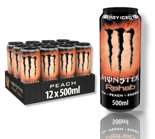12 x Monster Energy Rehab Peach - Energy Drink mit Pfirsichgeschmack- Tea+ Peach+ Energy von Bier