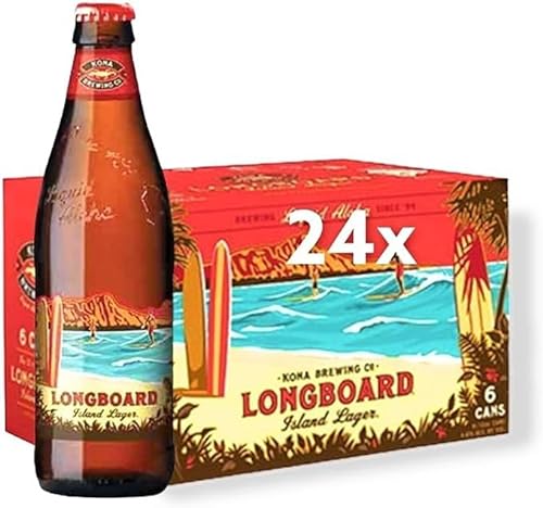 Kona Brewing Longboard Lager 24 Flaschen 0,355l aus Hawaii Alc 4,6 Vol. inkl. 6 EUR Pfand inkl. original Bierdeckel Haus der Biere Berlin von Bier