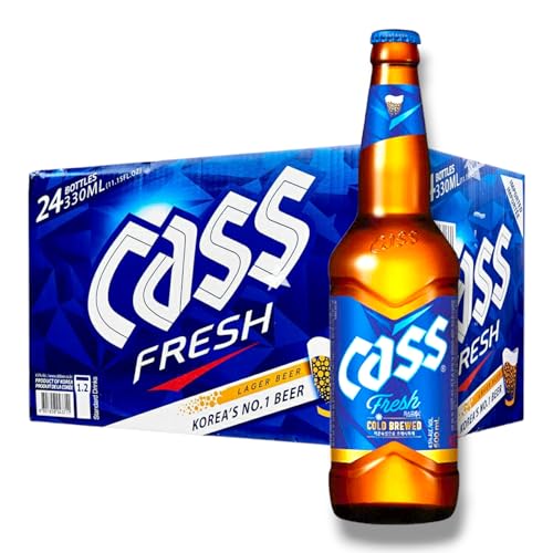 24 x Cass Fresh Bier 0.33l - Das Lagerbier aus Südkorea mit 4,5% Vol.- inklusive Haus der Biere Berlin Bierdeckel von Bier