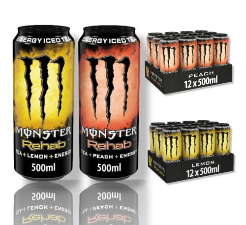 24 x Monster Energy Rehab Mix - Je 12 x Monster Energy Peach + 12 x Monster Energy Lemon - Tea+ Peach/Lemon+ Energy von Bier