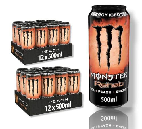24 x Monster Energy Rehab Peach - Energy Drink mit Pfirsichgeschmack- Tea+ Peach+ Energy von Bier