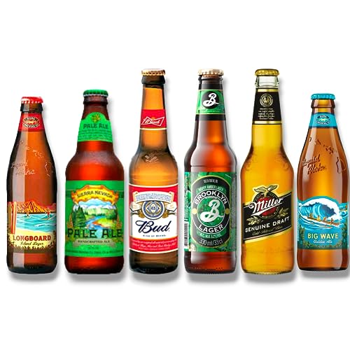 Amerika Bier Textpaket - Kona Longboard & Big Wave - Sierra Nevada- Bud- Brooklyn & Miller Genuine Draft (6 Flaschen) von Bier