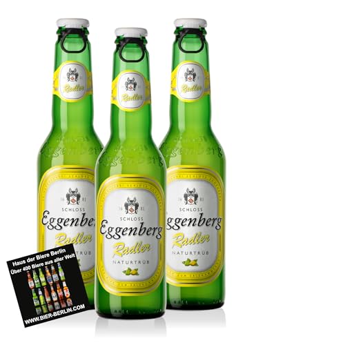 Brauerei Schloss Eggenberg Radler Naturtrüb 12 Flaschen 0,33l 2,4% Vol. mit dem original Haus der Biere Berlin Bierdeckel von Bier