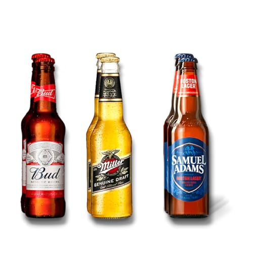 Bud Bier, Miller Genuine Draft & Samuel Adams Boston Lager- Amerika Mix - USA 6 x 330ml - Inkl. Haus der Biere Berlin Bierdeckel von Bier