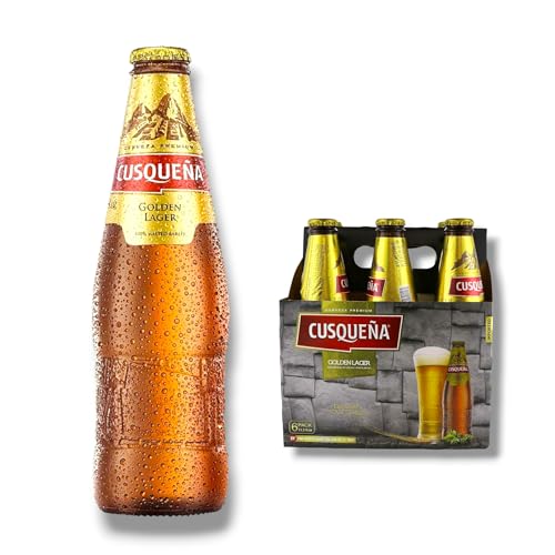Cusquena golden Lager 6 x 330ml - Lager aus Peru mit 4,8% Vol.- Inklusive Haus der Biere Berlin Bierdeckel von Bier