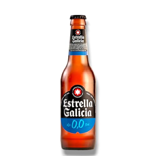 Estrella Galicia 0,0% Vol. - Spanisches Lagerbier alkoholfrei 12 x 0,33l - Inklusive Haus der Biere Berlin Bierdeckel von Bier