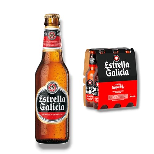 Estrella Galicia Especial 6 x 0,33l- Speziallager aus Spanien mit 5,5% Vol. - Inkl. Haus der Biere Berlin Bierdeckel von Bier