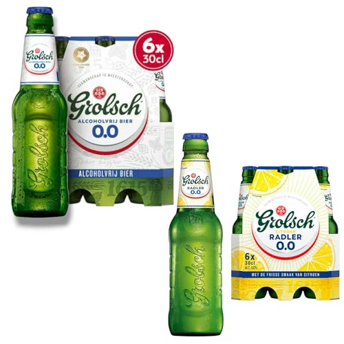 Grolsch Mix Alkoholfrei 12 x 0,3l – Erfrischender Genuss aus Pilsner 0,0% und Radler 0,0%- Inkl. Haus der Biere Berlin Bierdeckel von Bier