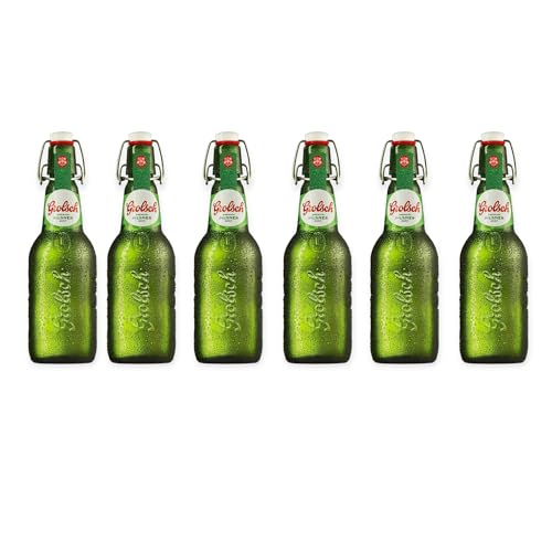 Grolsch Premium Pilsner Bier in der Bügelflasche 6 x 0,45l– Ein Klassiker aus den Niederlanden- Inkl. Haus der Biere Berlin Bierdeckel von Bier