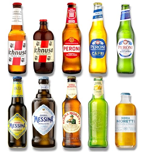 Italien Mixpaket XXL- Große Bier-Reise durch Italien mit Ichnusa, Birra Moretti, Peroni & Messina - Ideales Geschenkset (10 Flaschen) von Bier