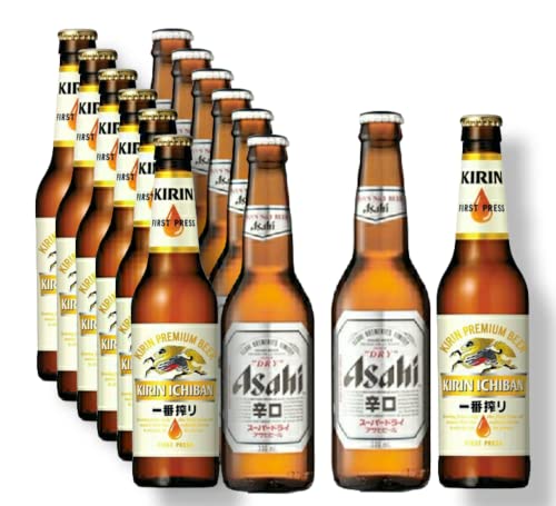 Japan Mix Paket - je 6 Flaschen Asahi Super Dry & 6 Flaschen Kirin Ichiban Bier von Bier
