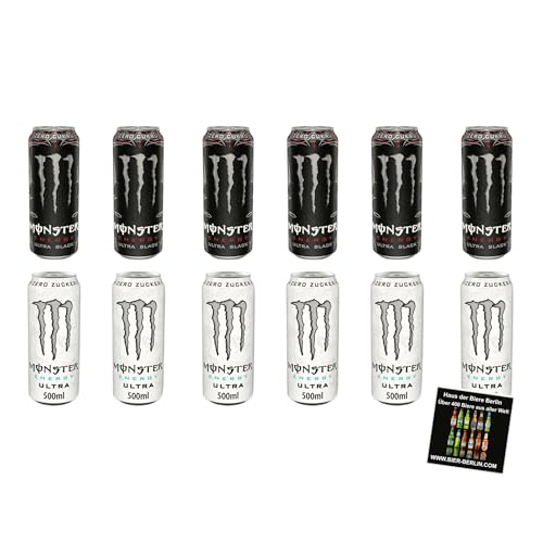Monster Energy Mix – Ultra Black & Ultra White | 12 x 500ml Dosen | Zuckerfrei | Energy Drink mit Koffein & Vitaminen- Inkl. Haus der Biere Berlin Bierdeckel Monster Energy Mix – Ultra Black & Ultra White | 12 x 500ml Dosen | Zuckerfrei | Energy Drink mit Koffein & Vitaminen- Inkl. Haus der Biere Berlin Bierdeckel von Bier