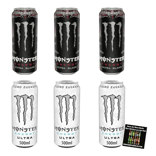 Monster Energy Mix – Ultra Black & Ultra White | 6 x 500ml Dosen | Zuckerfrei | Energy Drink mit Koffein & Vitaminen- Inkl. Haus der Biere Berlin Bierdeckel Monster Energy Mix – Ultra Black & Ultra White | 6 x 500ml Dosen | Zuckerfrei | Energy Drink mit Koffein & Vitaminen- Inkl. Haus der Biere Berlin Bierdeckel von Bier