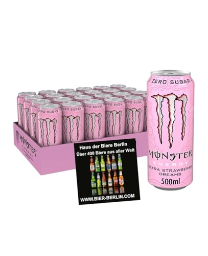 Monster Energy Ultra Strawberry Dreams 12 x 500ml- koffeinhaltiger Energy Drink mit erfrischendem Erdbeer Geschmack - ohne Zucker- inkl. Haus der Biere Berlin Bierdeckel Monster Energy Ultra Strawberry Dreams 12 x 500ml- koffeinhaltiger Energy Drink mit erfrischendem Erdbeer Geschmack - ohne Zucker- inkl. Haus der Biere Berlin Bierdeckel von Bier