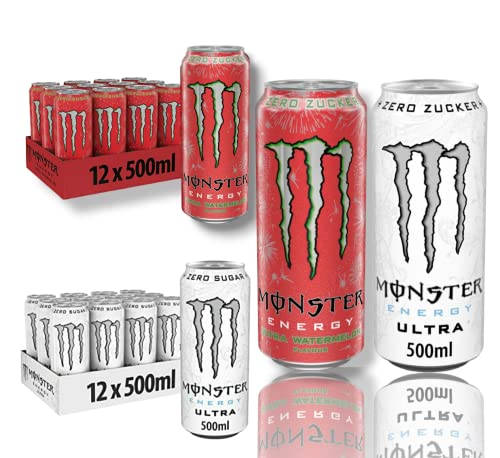 Monster Ultra Mix - Je 12 x Monster Ultra Watermelon + 12 x Monster Ultra White - Zuckerfreier Energy Booster- Ultra Zero Sugar von Bier