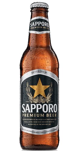 Sapporo - Premium Bier aus Japan mit 4,7% Vol. - 12 x 330ml - Inklusive Haus der Biere Berlin Bierdeckel von Bier